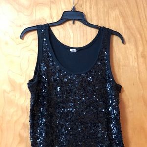 JCrew black sequined tank top